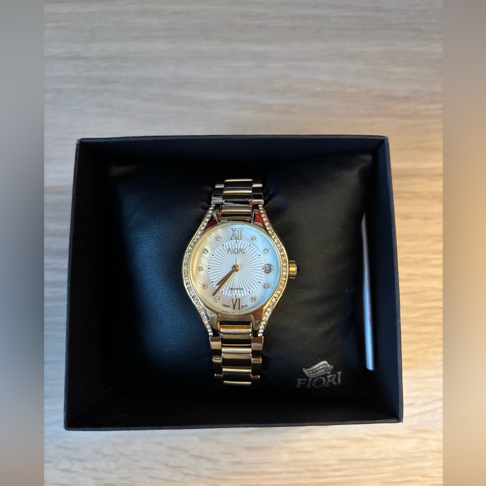 Fiori Gold Watch with Crystal Accents